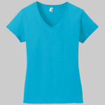 Ladies 100% Ring Spun Cotton V Neck T Shirt