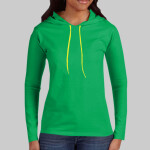 Ladies 100% Ring Spun Cotton Long Sleeve Hooded T Shirt