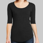 Ladies Tri Blend Deep Scoop Neck 1/2 Sleeve Tee